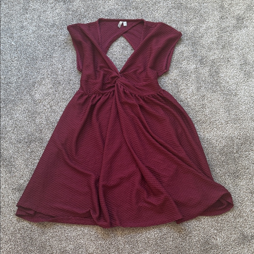 ASOS Maroon Textured Maternity Dress with Cutout